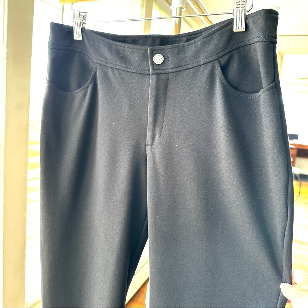 Anne Klein Trousers, Black, mid-rise, cropped, stretch viscose blend